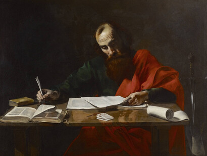«San Pablo escribiendo sus epístolas», obra del siglo XVII atribuida a Valentin de Boulogne