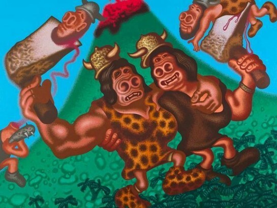 Peter Saul, Prehistoric Women, 2011, Acrylic and oil on canvas, 198 x 229 cm, 78 x 90 1/4 in SAU/P 3, Copyright: VW (VeneKlasen/Werner), Berlin