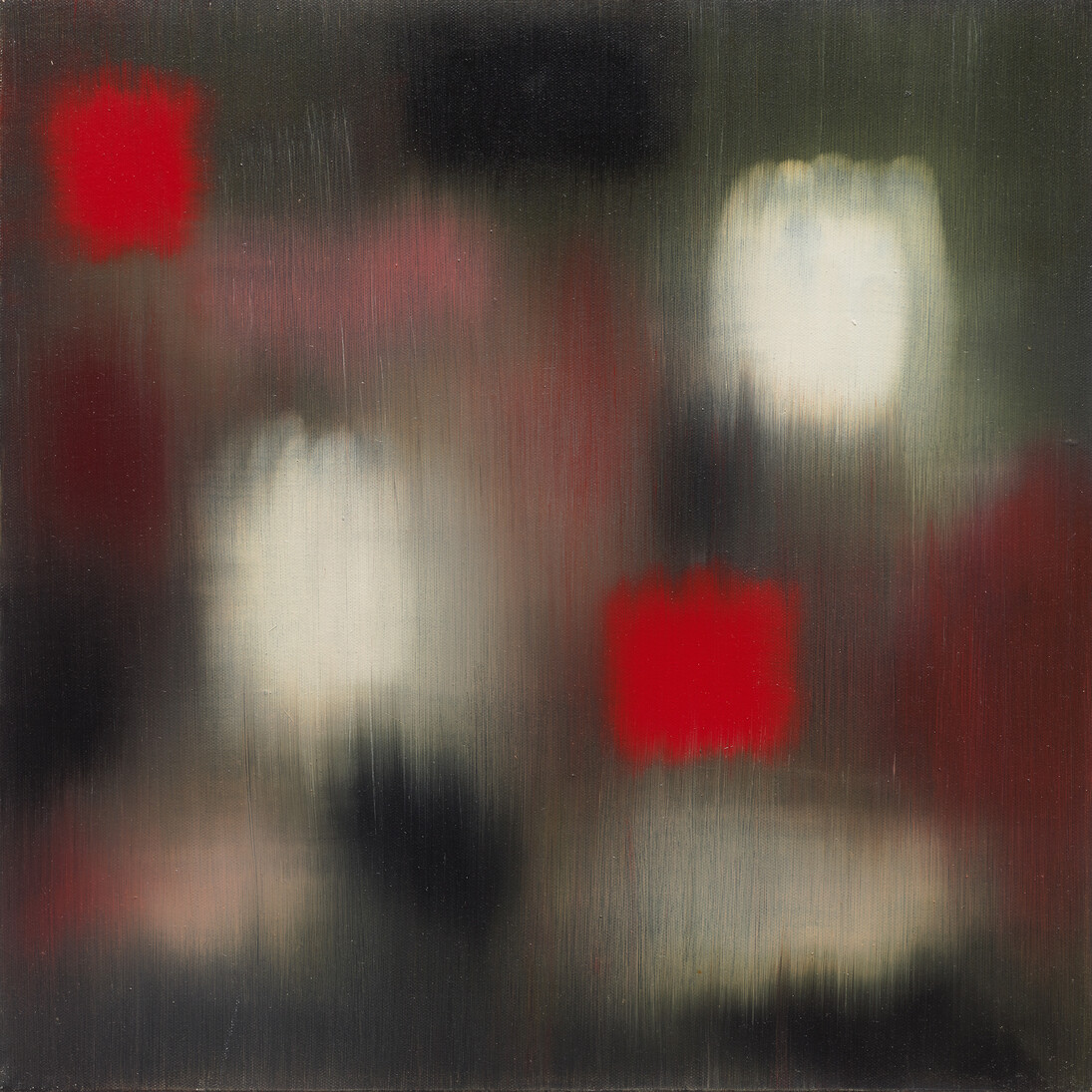 Bleckner, Ross, Untitled 3621, 2002, oil on linen, 18x18in. Courtesy Sargent's Daughters and Mary Boone Gallery.