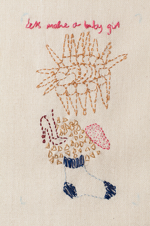 Clover Peake, Untitled, cotton thread on raw silk, 2014