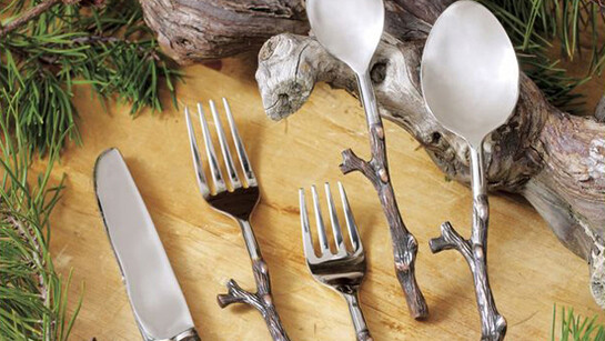 Antique Copper Twig Flatware Set  