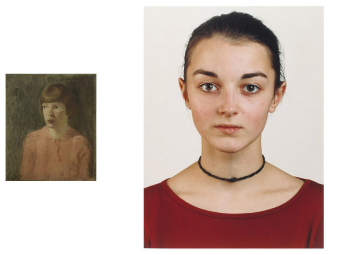 Joseph Higgins, Portrait of a Girl in Pink (undated), Oil on canvas, 47 x 56 cm, Collection Crawford Art Gallery, Cork
Photograph © Crawford Art Gallery. Denis Mortell Photography & Thomas Ruff, Porträt 2001 (A. Roters), 2001, C-print
210 x 165 cm, Collection Irish Museum of Modern Art, Purchase, 2002

