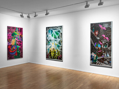 Hervé Di Rosa, Idols and treasures, exhibition view. Courtesy of Galerie Templon