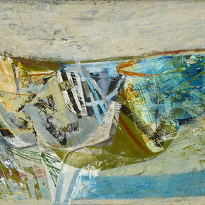 Peter Joyce, Flooded Pools, 2014, Acrylic and collage on wood panel, 64 cm x 104 cm