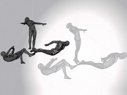 Joerg Heitsch Gallery, Moto Waganeri, 2013, Thread People, 12 x 33 x 17 x 12 inch, SLS/Polyamid, 8 Ed.