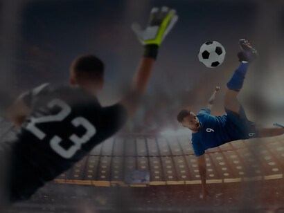 Soccer players in action on a professional stadium field, football