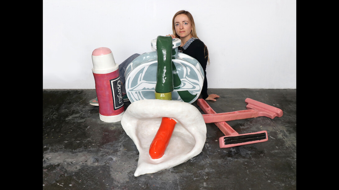 Annie Duncan with sculpture, Looking Glass, 2023. Courtesy of Johansson Projects