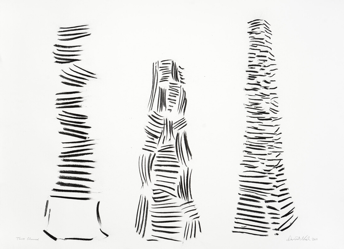 Three Columns, 2011, Carbone su carta, 111x153 cm