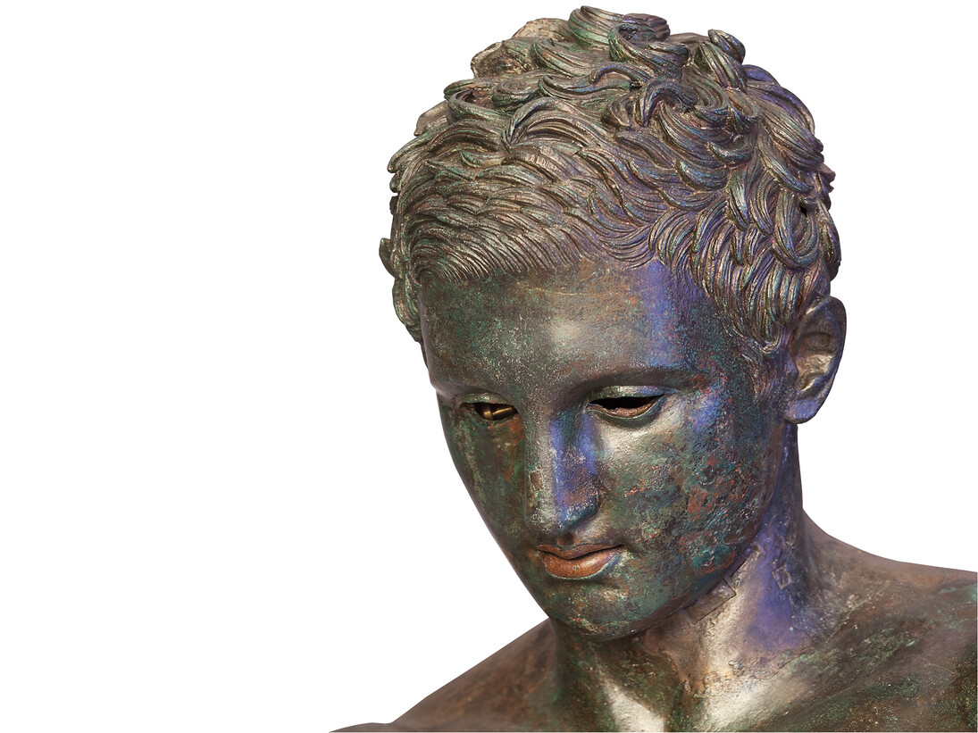Detail of head of Apoxyomenos. Bronze, Hellenistic or Roman replica after a bronze original from the second quarter or the end of the 4th century BC. © Tourism Board of Mali Losinj
