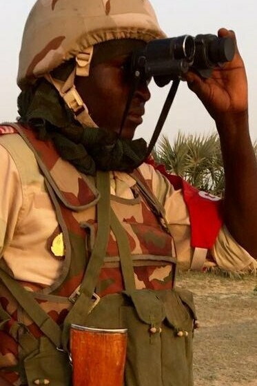 Soldado nigerino en la frontera con Nigeria, 2016