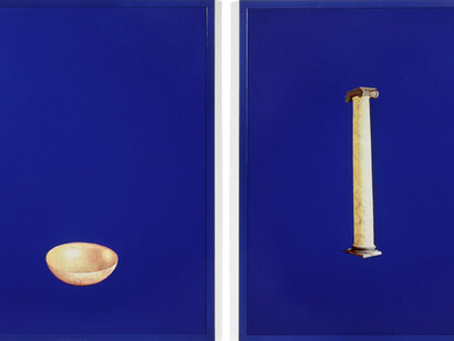 Bowl and Column, from the “Objects of Desire” series, 1986. Two panels; Cibachrome with lacquered wood frame, 42 x 32 in (106.6 x 81.2 cm) each