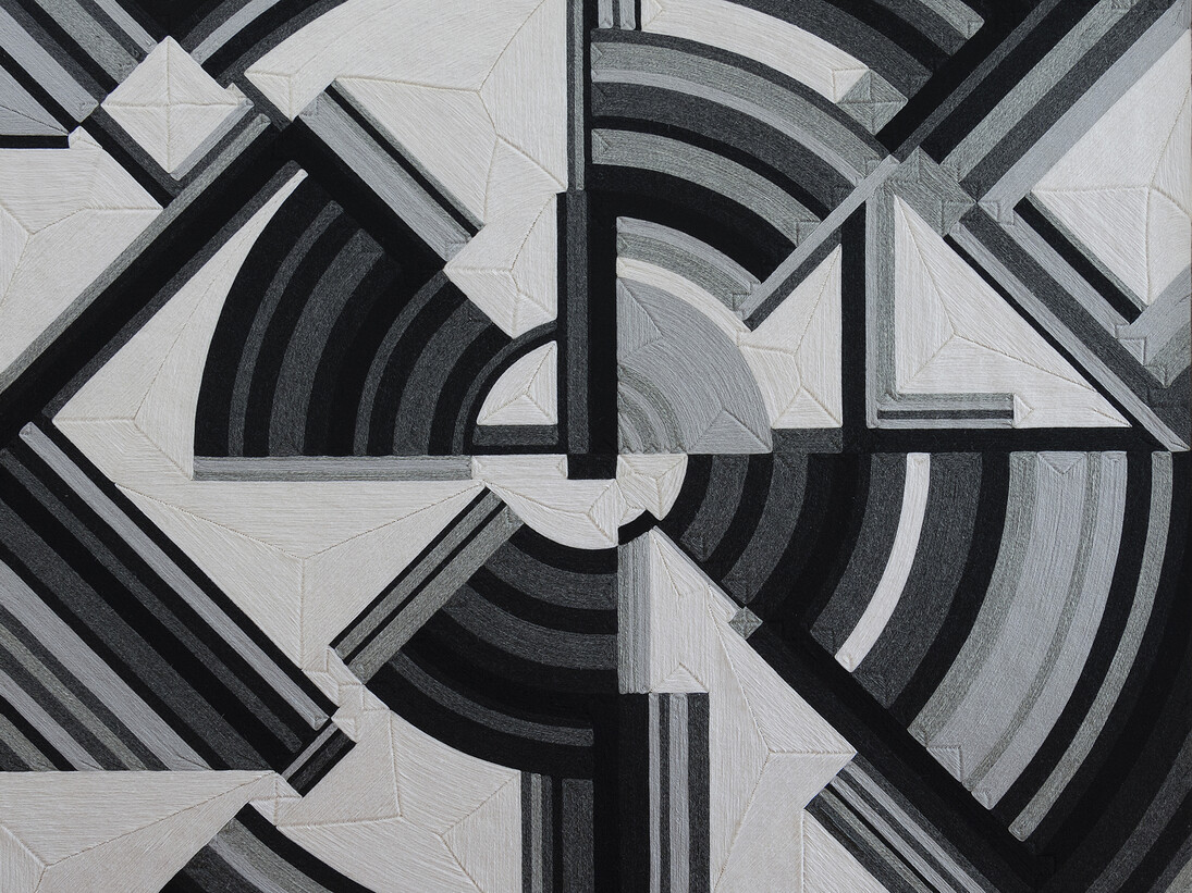 Eduardo Terrazas, Possibilities of a Structure: Cosmos 1.1.13 (detail), 1976-2015, Wool yarn on wooden board covered with Campeche wax, 47 1/4 x 47 1/4 in. / 120 x 120 cm © Eduardo Terrazas, courtesy Timothy Taylor, London