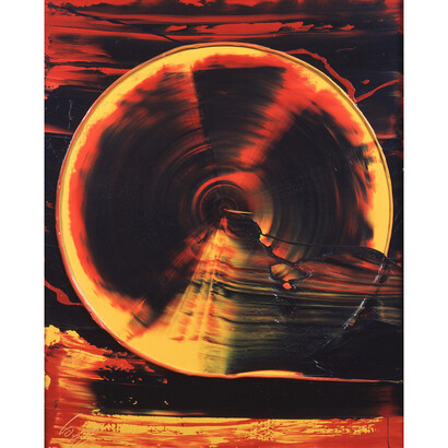 Kazuo Shiraga, Nissokan, 1975, Oil on canvas, 36 1/4 x 28 3/4 inches, 92 x 73 cm. © Estate of Kazuo Shiraga, Courtesy Fergus McCaffrey