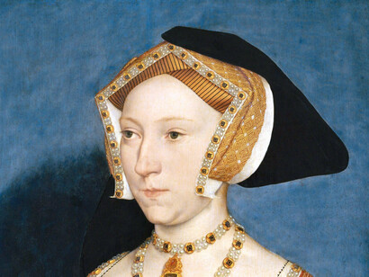 Detalle del retrato Juana Seymour, por Hans Holbein el Joven, la tercera esposa de Enrique VIII que murió a las pocas semanas de dar a luz a Eduardo VI