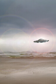 Captivating UFO sighting unfolds on a deserted beach, sparking intrigue and mystery