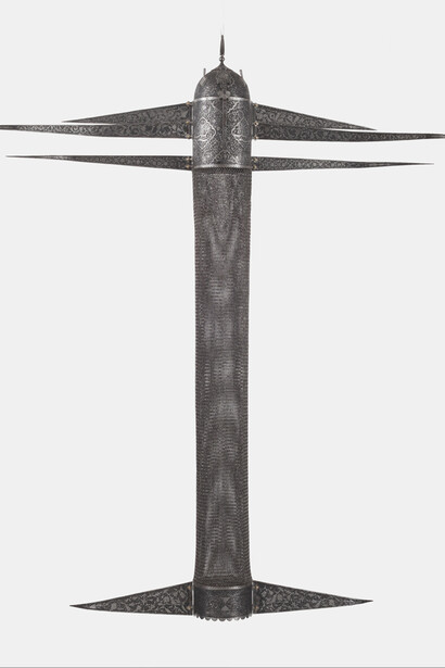 Shahpour Pouyan
Projectile 9, 2013
Steel, iron, and ink
78 3/4 x 72 x 7 7/8 in.
Private collection, New York