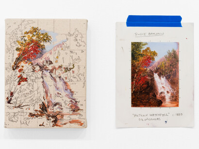 Anna Plesset, Value study 6: Autumn Waterfall, copied from a picture by S. M. Barstow, c.1880, 2024. Courtesy of Jack Barrett Gallery