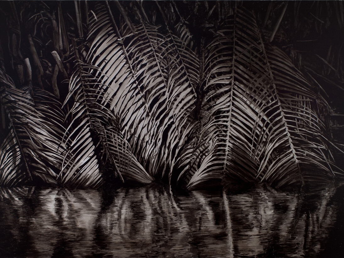 Stefan à Wengen, The Mission (in der Mitte der Nacht beginnt der neue Tag), 2015, acrylic on linen, 180 x 260 cm