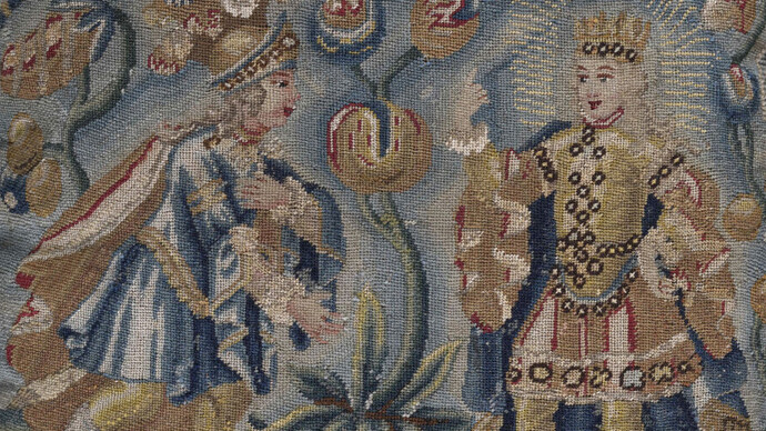 Painting with wool and silk, artwork in exhibition. Courtesy of National Gallery