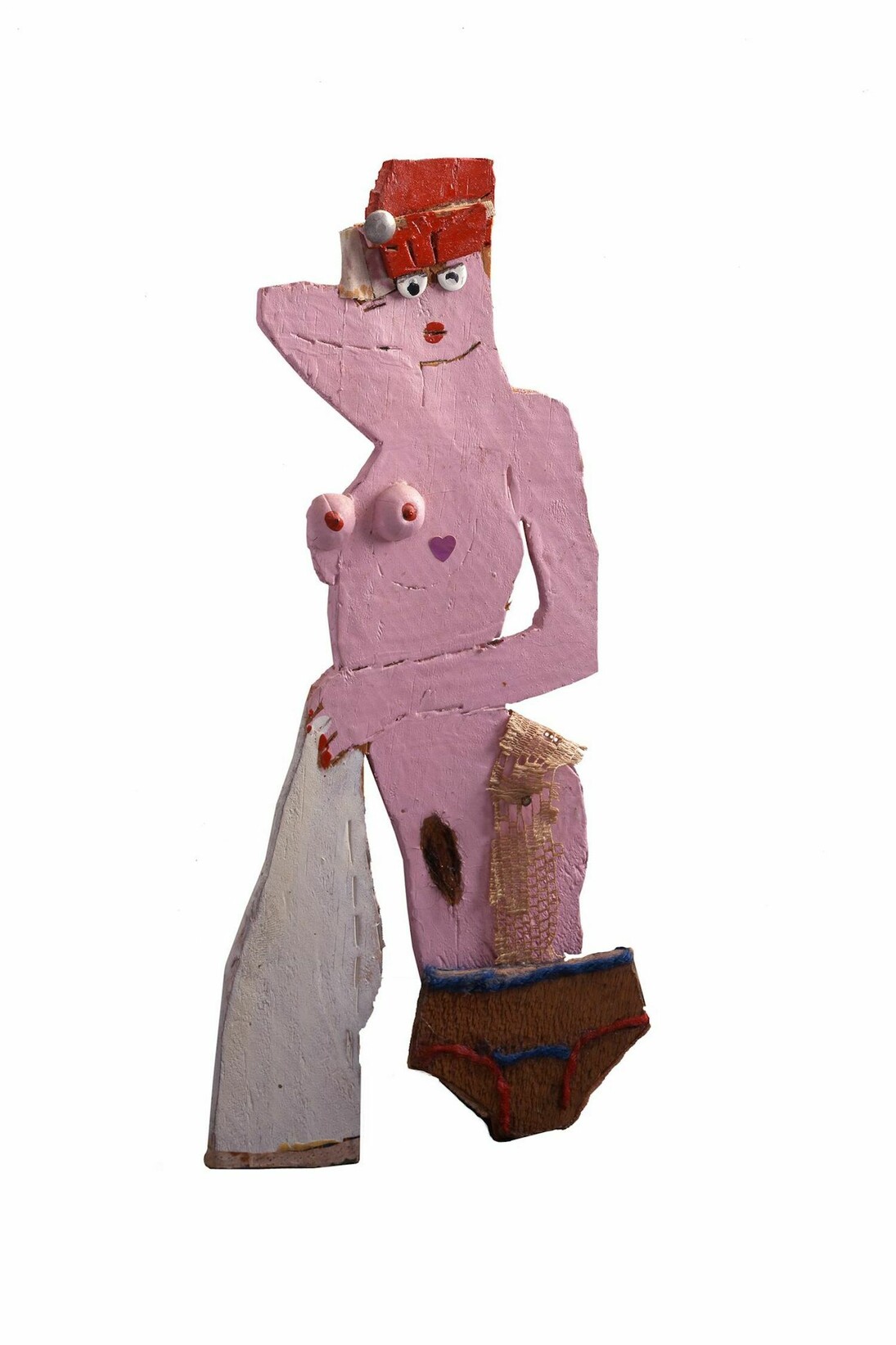 Steve Ashby, Untitled (Pink Woman with Heart and Jockey Shorts), Mixed Media. Collection of Robert A. Roth.