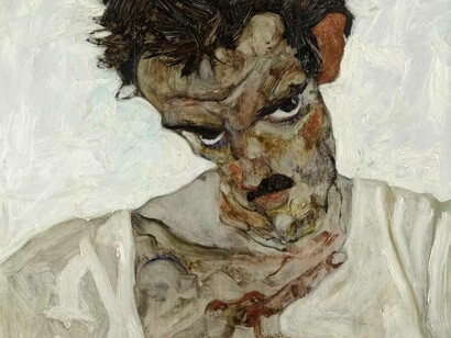 Self-Portrait with Lowered Head, Egon Schiele, 1912, Leopold Museum, Vienna, Austria