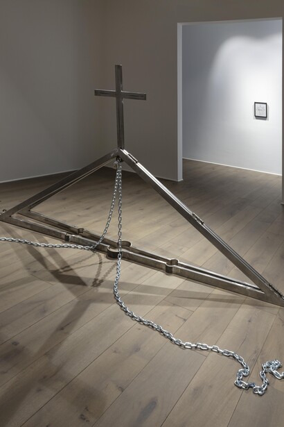 Carlos Martiel,
Vaciamiento (detail), 2024,
Metal,
78 3/4 x 118 1/8
 inches (200 x 300 cm)
. Courtesy of the artist and Steve Turner Gallery