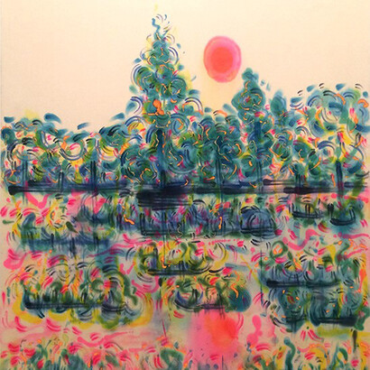 Saira McLaren, Untitled, 2014, pigment and dye on raw canvas, 59 x 64 inches