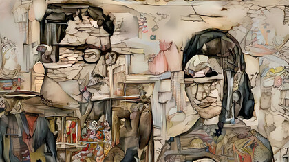 Ilustración generada por IA de un chico y una chica adolescentes, 2022. Obra de arte que transformó un estilo artístico básico en el de un artista diferente. Esto se realizó en Deep Dream Generator