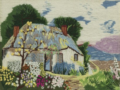Anna Mary Robertson “Grandma” Moses, The Cottage by the Sea , 1941, Private collection; courtesy Galerie St. Etienne, New York © 2022, Grandma Moses Properties Co., NY