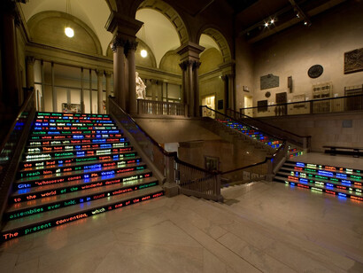 Jitish Kallat, Public notice 3, exhibition view. Courtesy of the Art Institute of Chicago