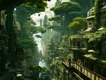 Une forêt vivante transformée en ville synthétique