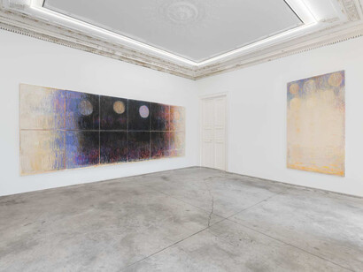 Christopher Le Brun, Moon rising in daylight, exhibition view. Courtesy of Almine Rech 