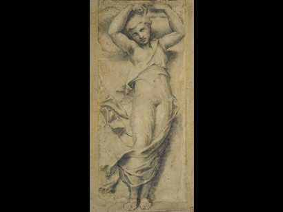 Raffael (1483–1520)
Karyatide, ca. 1520
Kreide auf Büttenpapier, 330 × 144 mm
Städel Museum, Frankfurt am Main
© Städel Museum, Foto: U. Edelmann