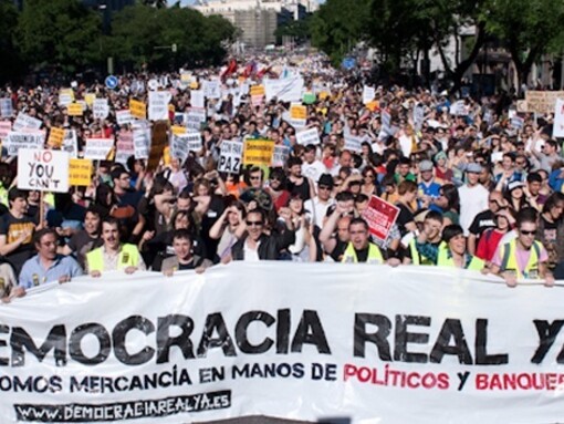 Maniestación del 15M reclamando «democracia real» en Madrid (España), 2011