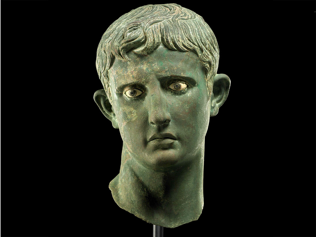 The Meroë Head of Augustus, Bronze head from an over-life-sized statue of Augustus, likely made in Africa, Egypt, C.27BC - 25BC. Excavated, Africa, Sudan, 1910. © The Trustees of the British Museum