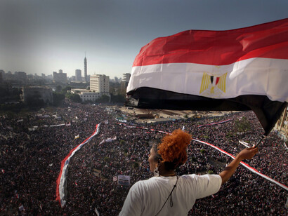 Viernes de la victoria después del derrocamiento de Hosni Mubarak en la plaza Tahir del Cairo, Egipto, 2011