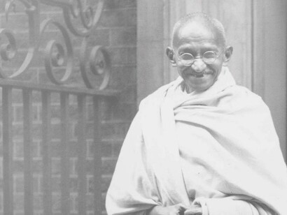 Mohandas Karamchand Gandhi in London, UK attending an important meeting with British politicians
