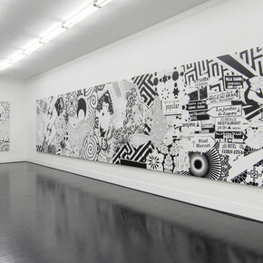 Three Large Black And White Paintings. Courtesy of Galleria Pack
