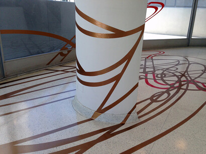 Dust Breeding 2011, Vinyl, HD camera, monitor, Dimensions variable. Installation view Solomon R. Guggenheim Museum, New York, 2016. © Ergin Çavuşoğlu. Courtesy the Solomon R. Guggenheim Museum, New York, the artist and Rampa, Istanbul
