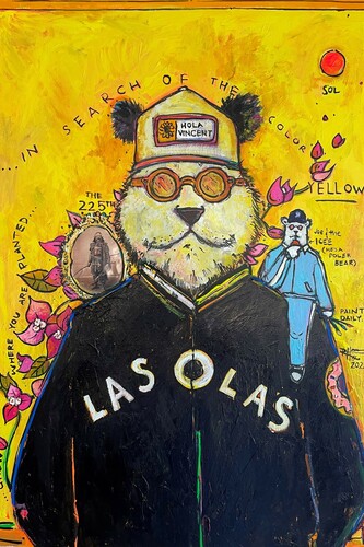 Rex Hausmann, In search of the color yellow | notes on Las Olas, mixed media on canvas, 40x30x2.50 in