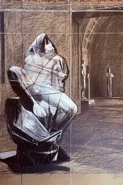 Christo and Jeanne-Claude, Wrapped statues, sleeping Faun, project for the Glyptothek, Munich. Courtesy of Turner Carroll