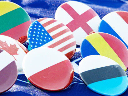 Flag buttons on a blue background