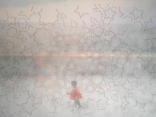 Raja Aissa, Volatile 4, 2013, Mixed Media, 97H x 146W, Unique Reflection series