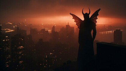 The devil's silluette with a dark background