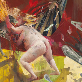 Chiara Sorgato, Lasciami andare che è il tramonto, dettaglio, 2014, 150 x 150 cm, olio su tela