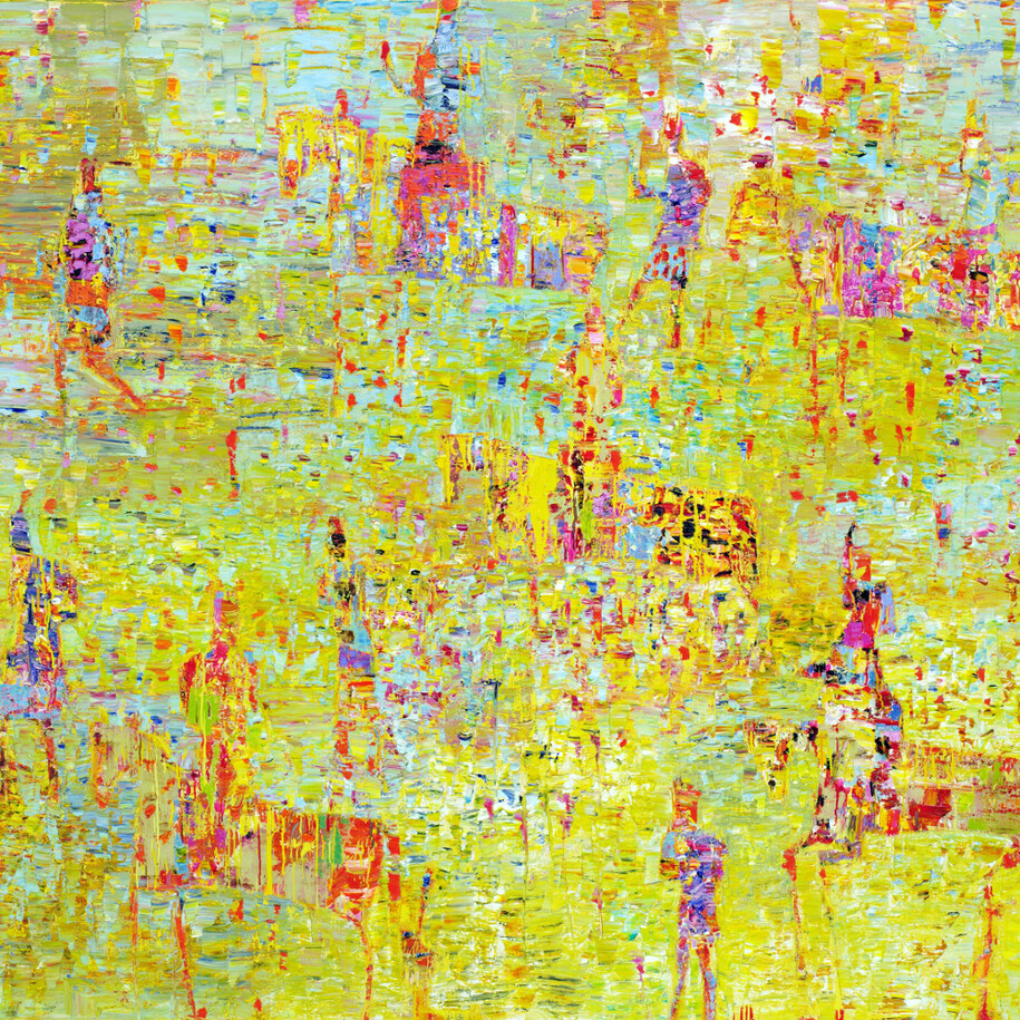 Reza Derakshani, Hunting the Sunshine, 2015, oil on canvas, 198 x 224 cm, courtesy of the artist and Sophia Contemporary