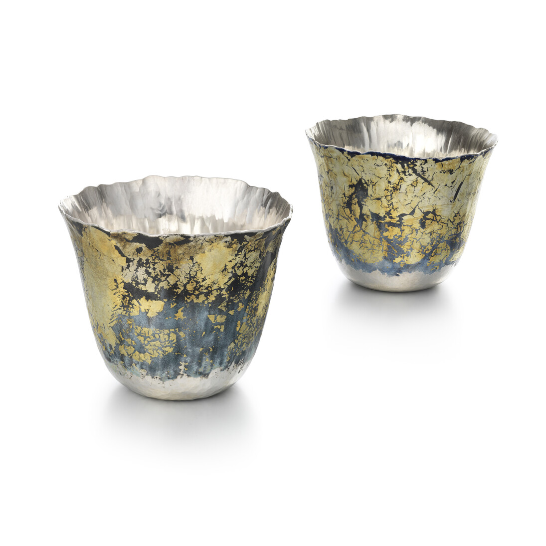 'Tectonic' Beakers I and II, 2014, Malcolm Appleby. Image © The Goldsmiths' Company