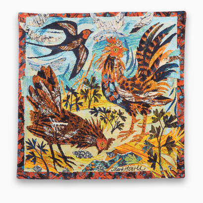 Mark Hearld, 'Swallow and Bantams' Tapestry, 2021. Image © Red Photography courtesy Yorkshire Sculpture Park