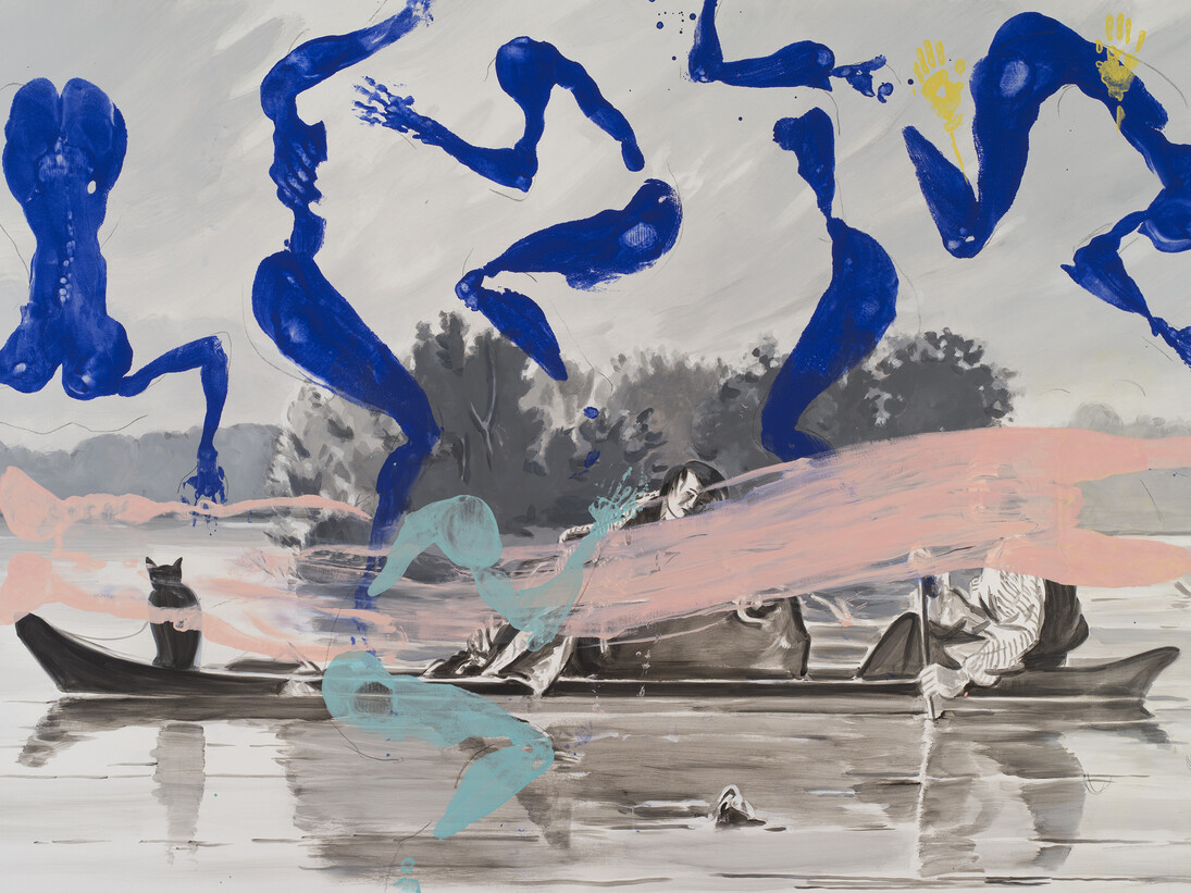 David Salle, Trappers, 2013, oil and acrylic on canvas, 213.4 x 327.7 cm, © the artist, courtesy Maureen Paley, London

