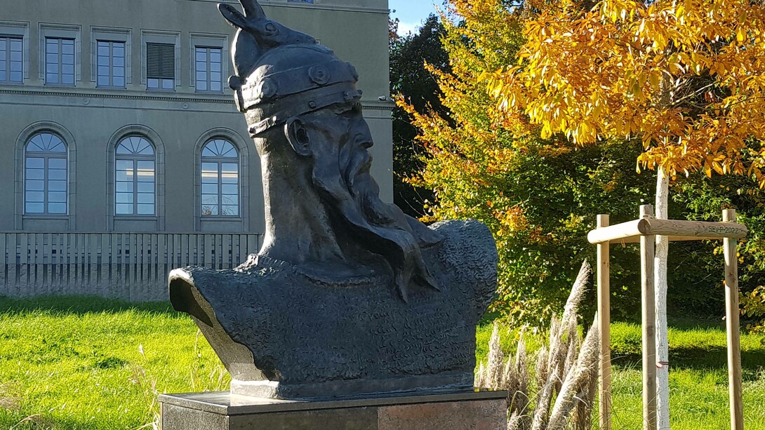 The bust of Skanderbeg in Geneva, Switzerland